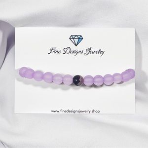 💜Purple Cracked Jasper & Purple Glass Bracelet💜